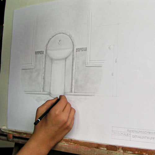 Planungszeichnung für ein Badezimmer